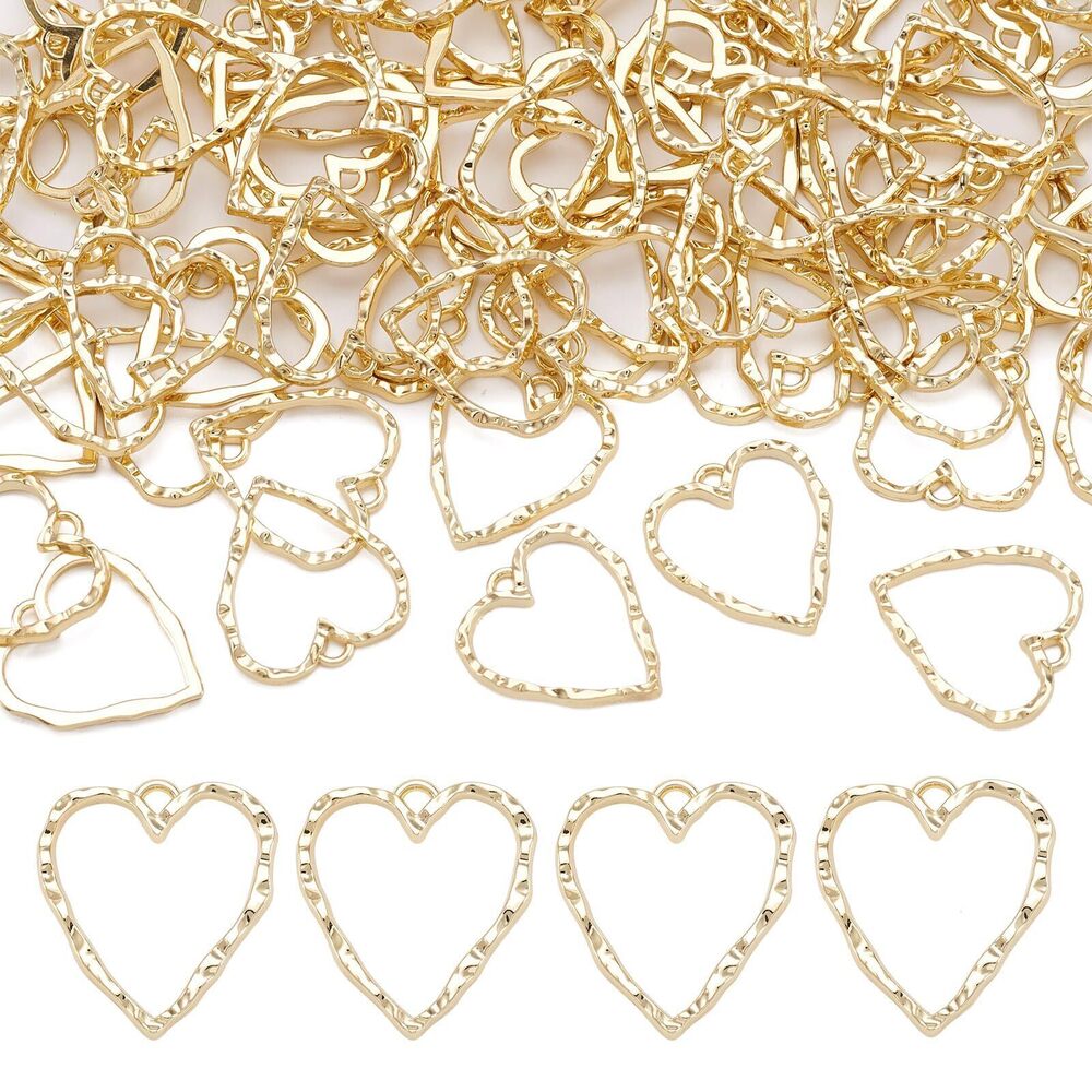 8771 100pcs Heart Open Back Bezel Link Pendants Blank Hollow Pressed Flower